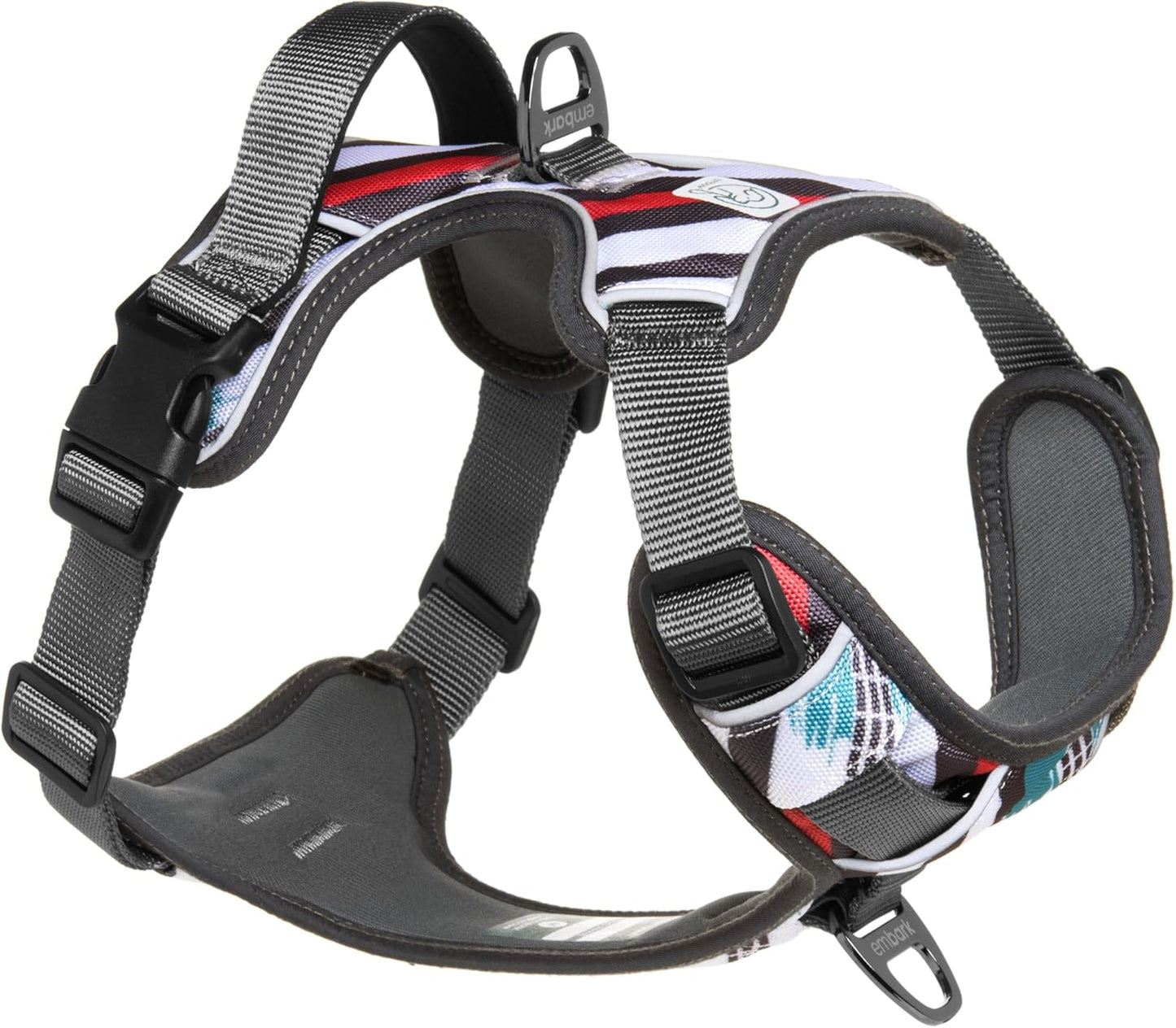 Embark Adventure Dog Harness, Reflective Trim No Pull Dog Harness Medium Sized Dogs - Military Grade Nylon, Front Clip with Gel Lined Handle.