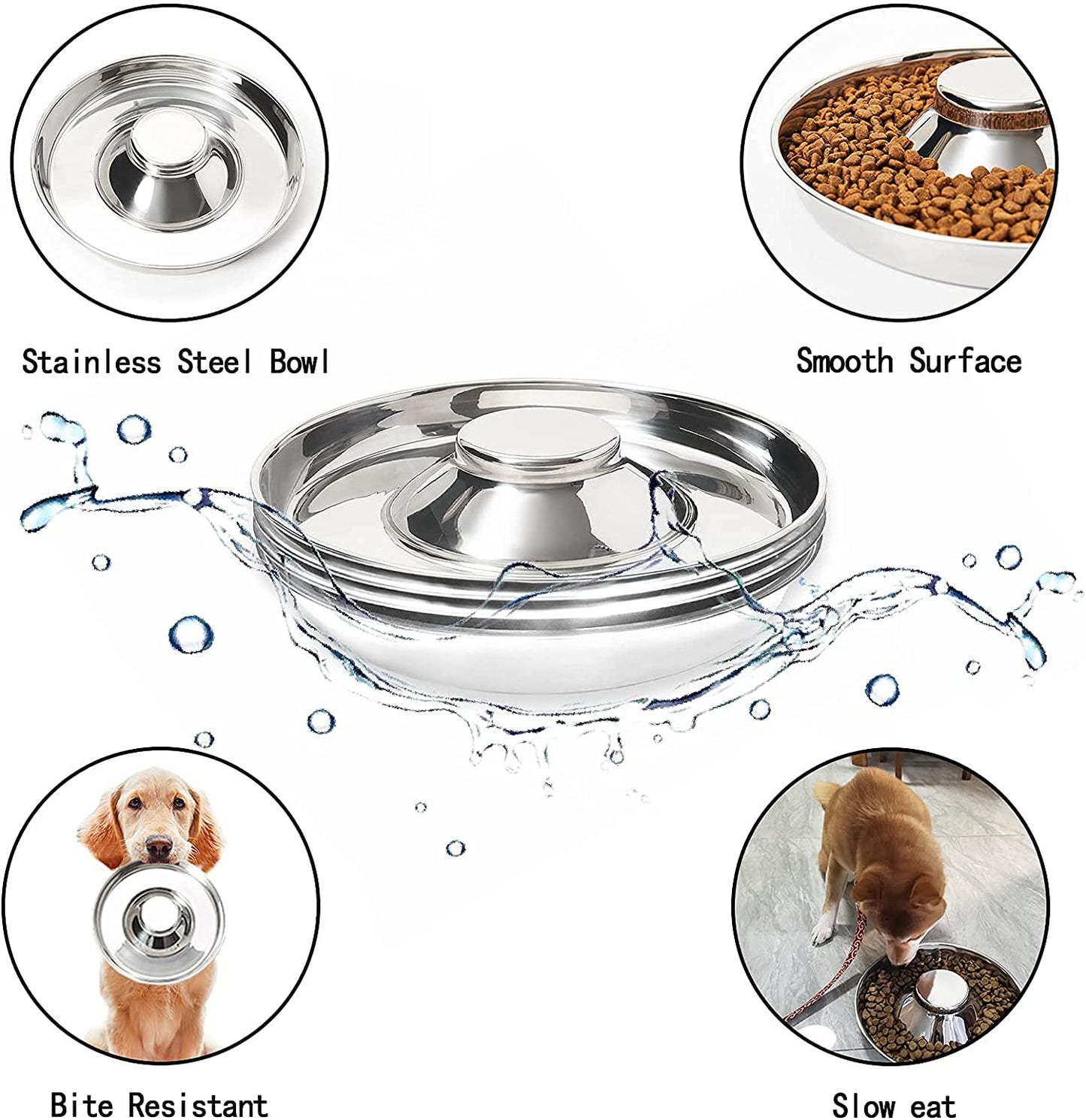 Stainless Steel Puppy Bowls, Set of 2 Puppy Feeder, Dog Food and Water Bowl, Food Feeding Weaning for Small Medium Large Dogs, Pets, M