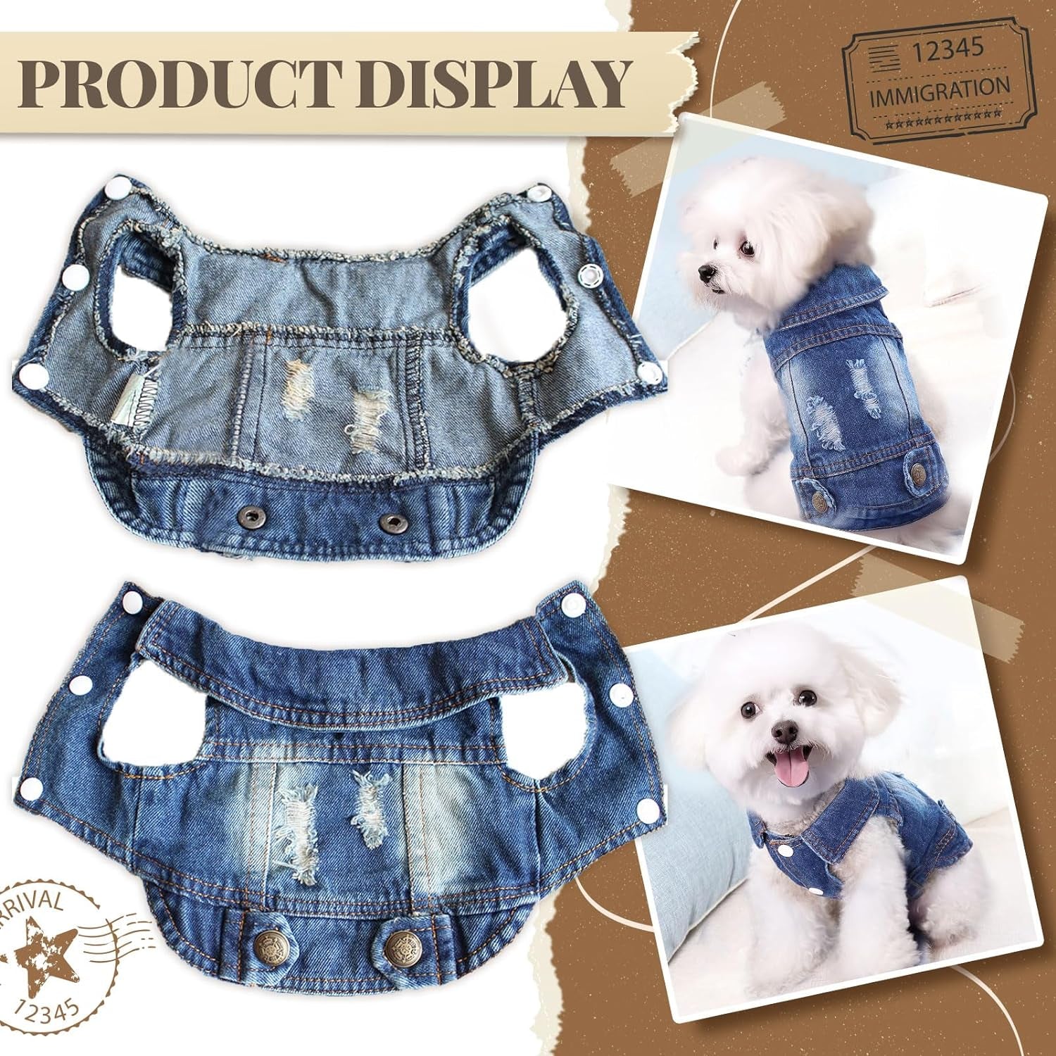 Cool Blue Dog Jean Jacket Small Pet Outfits Dog Clothes for Small Medium Dogs Cats Boys Girls Pet Vest Denim Coats Puppy Shirts Doggy Costume Clothing for Shih Tzu Chihuahua Yorkie Teacup