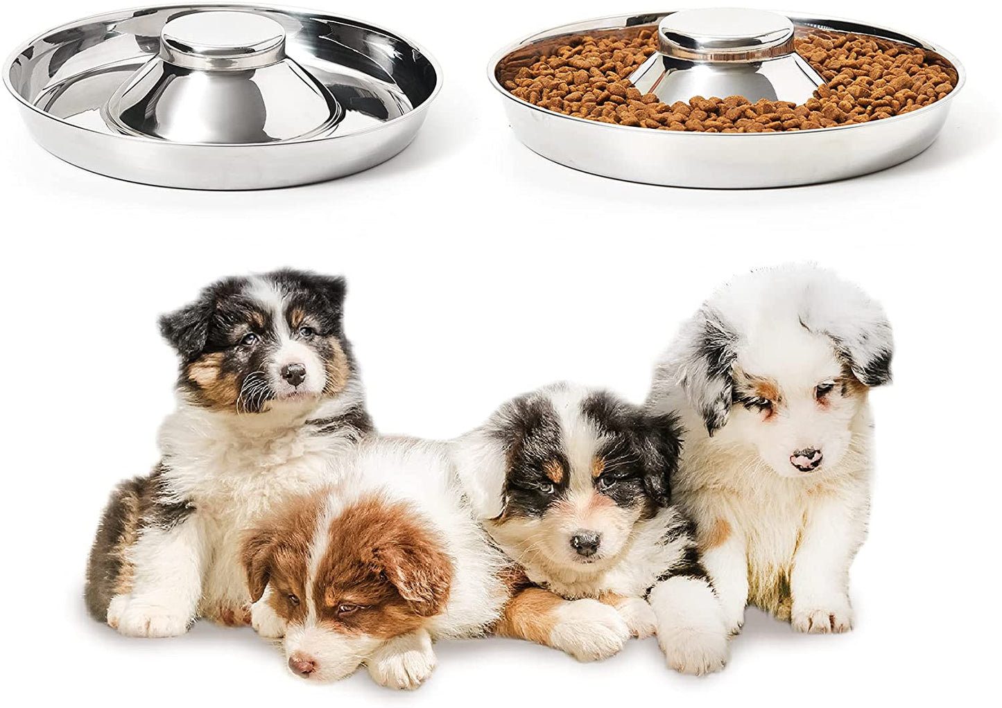 Stainless Steel Puppy Bowls, Set of 2 Puppy Feeder, Dog Food and Water Bowl, Food Feeding Weaning for Small Medium Large Dogs, Pets, M